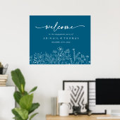 Willkommensgrüße der Navy-Wildblume Poster (Heimbüro)