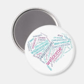 Willkommensherz (viele Sprachen) Magnet (Vorderseite/Rückseite)