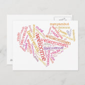 Willkommensherz (viele Sprachen) Postkarte (Vorne/Hinten)