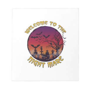 Willkommensnacht Stute Halloween Roter Mond Friedh Notizblock