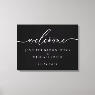 Willkommensparty Einfache Hochzeit Modern Schwarz Leinwanddruck