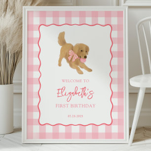 Willkommensparty zum Geburtstag eines Golden Retri Poster