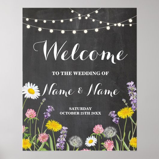 Willkommenspender Wild Blume Hochzeit Blumenposter Poster (Vorne)