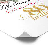 Willkommensposter Blush Burgund 80. Geburtstag Poster (Ecke)