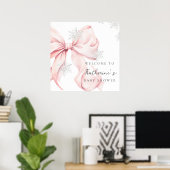 Willkommensposter für Baby Shower mit rosa Schleif Poster (Heimbüro)