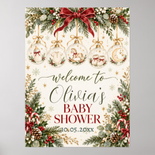 Willkommensposter zur Babyparty mit Weihnachtsdeko Poster