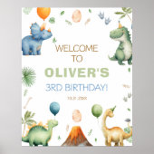 Willkommensposter zur T-Rex-Dinosaurier-Geburtstag Poster (Vorne)