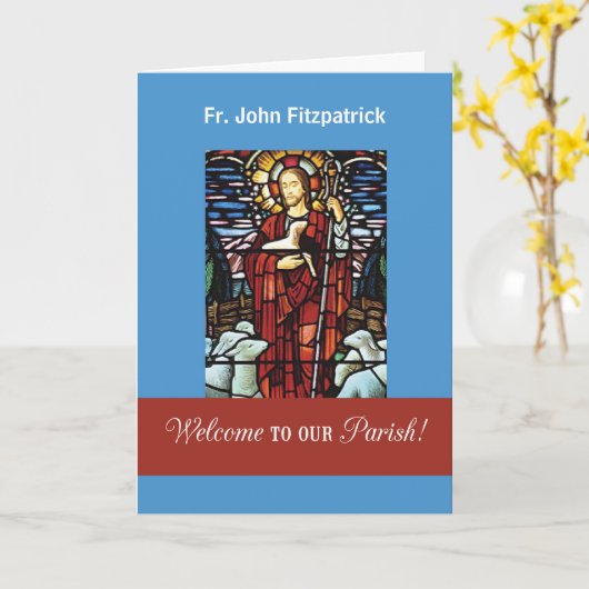 Willkommenspriester zum Pfarrer Guter Hirte Karte (Gelbe Blume)