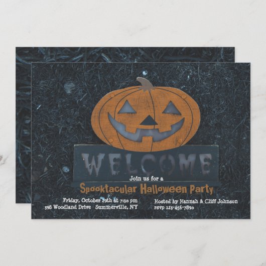 Willkommenspumpkin Halloween Einladung (Vorne/Hinten)