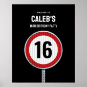 Willkommensschild 16. Geburtstag Geschwindigkeitsb Poster (Vorne)