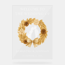 Willkommensschild aus Acryl für Hochzeiten Pampas  Acrylschild
