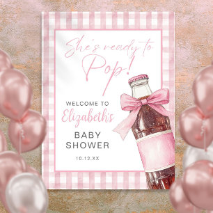 Willkommensschild Baby-Party mit rosa Schleife auf Poster