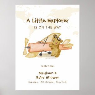Willkommensschild Baby Shower Explorer Weltkarte F Poster