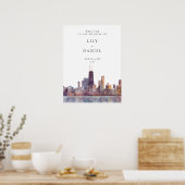 Willkommensschild Chicago Skyline Hochzeit Poster (Küche)