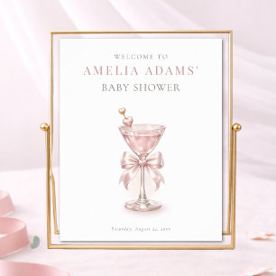 Willkommensschild für Baby-Party Pink Tini One Gir Poster