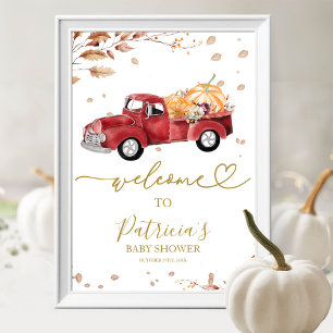 Willkommensschild für Baby Shower im Herbst mit ro Poster