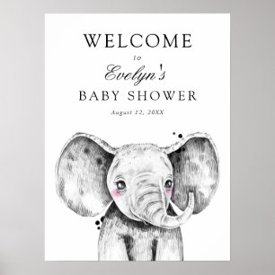 Willkommensschild für Baby Shower mit Elefant Poster