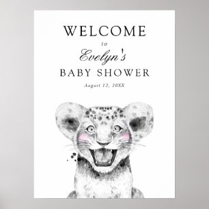 Willkommensschild für Baby Shower mit Löwenjungen Poster