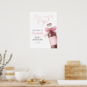 Willkommensschild für Baby Shower mit rosa Schleif Poster (Küche)