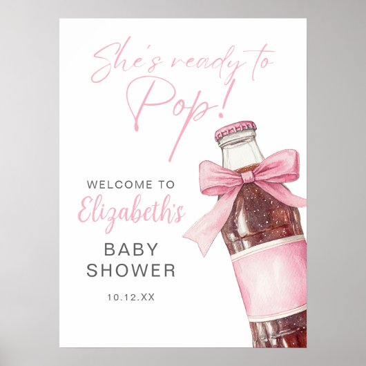 Willkommensschild für Baby Shower mit rosa Schleif Poster (Vorne)
