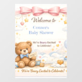 Willkommensschild für Baby Shower | Rosa Elefant K Fensteraufkleber (Blatt)