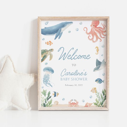 Willkommensschild für Baby Shower Under the Sea Poster