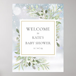 Willkommensschild für Baby Shower Winter Schnee Gr Poster