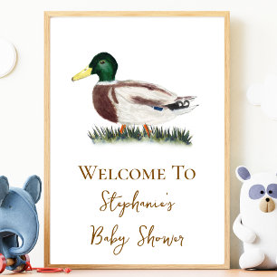 Willkommensschild für die Babyparty der Stockente Poster