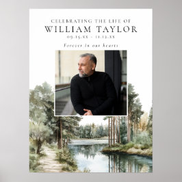 Willkommensschild für die Feier des Lebens am Wald Poster