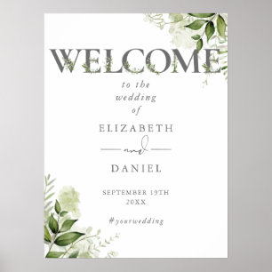 Willkommensschild für die Hochzeit mit floraler Ty Poster