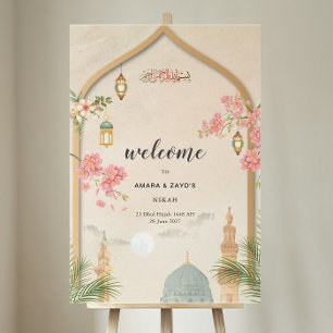 Willkommensschild für die islamische Hochzeit in d Acrylschild