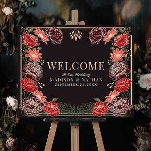 Willkommensschild für eine Hochzeit im Rosen-Gold- Poster