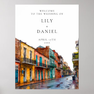 Willkommensschild für Hochzeit in New Orleans Poster