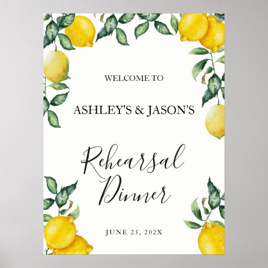 Willkommensschild für Lemons Probedinner Poster (Vorne)