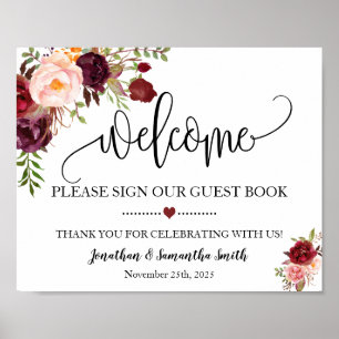 Willkommensschild für unser Gästebuch Hochzeit Mar