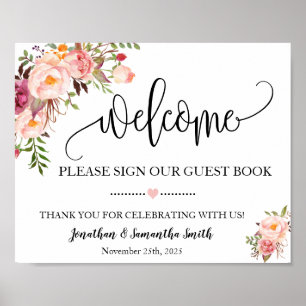 Willkommensschild für unser Gästebuch Hochzeit ros