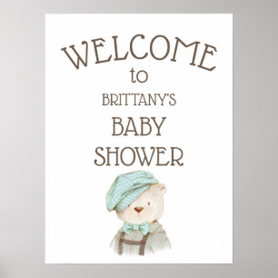 Willkommensschild für Vintage-Teddybär-Baby-Party Poster
