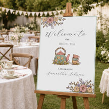 Willkommensschild für Vintage-Teeparty-Brautjungge