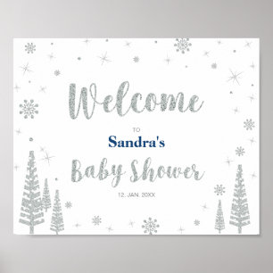 Willkommensschild für Winter-Baby-Party, Junge, Bl Poster