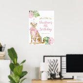 Willkommensschild Gepard rosa Savanne Poster (Heimbüro)