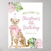 Willkommensschild Gepard rosa Savanne Poster (Vorne)