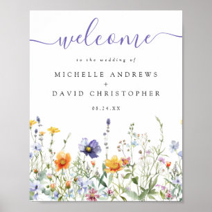 Willkommensschild Hochzeit auf einem Feld mit Wild Poster