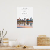 Willkommensschild Hochzeit Cincinnati Skyline Poster (Küche)