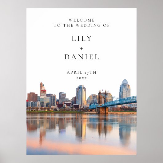 Willkommensschild Hochzeit Cincinnati Skyline Poster (Vorne)