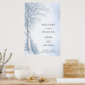 Willkommensschild Hochzeit Gefrorener Birkenbaum Poster (Küche)