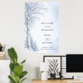 Willkommensschild Hochzeit Gefrorener Birkenbaum Poster (Heimbüro)