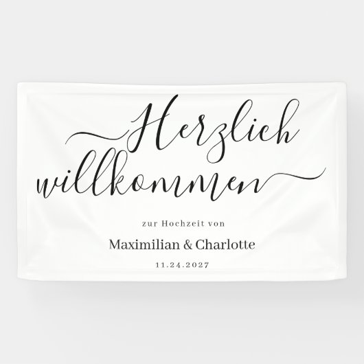 Willkommensschild Hochzeit Modern Minimalistisch Banner (Horizontal)
