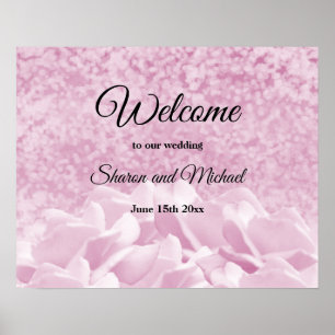 Willkommensschild Hochzeit Rosa Rosen Poster