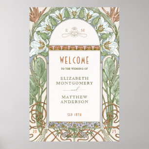Willkommensschild Hochzeit Vintage Art Nouveau von Poster