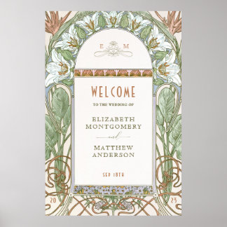 Willkommensschild Hochzeit Vintage Art Nouveau von Poster